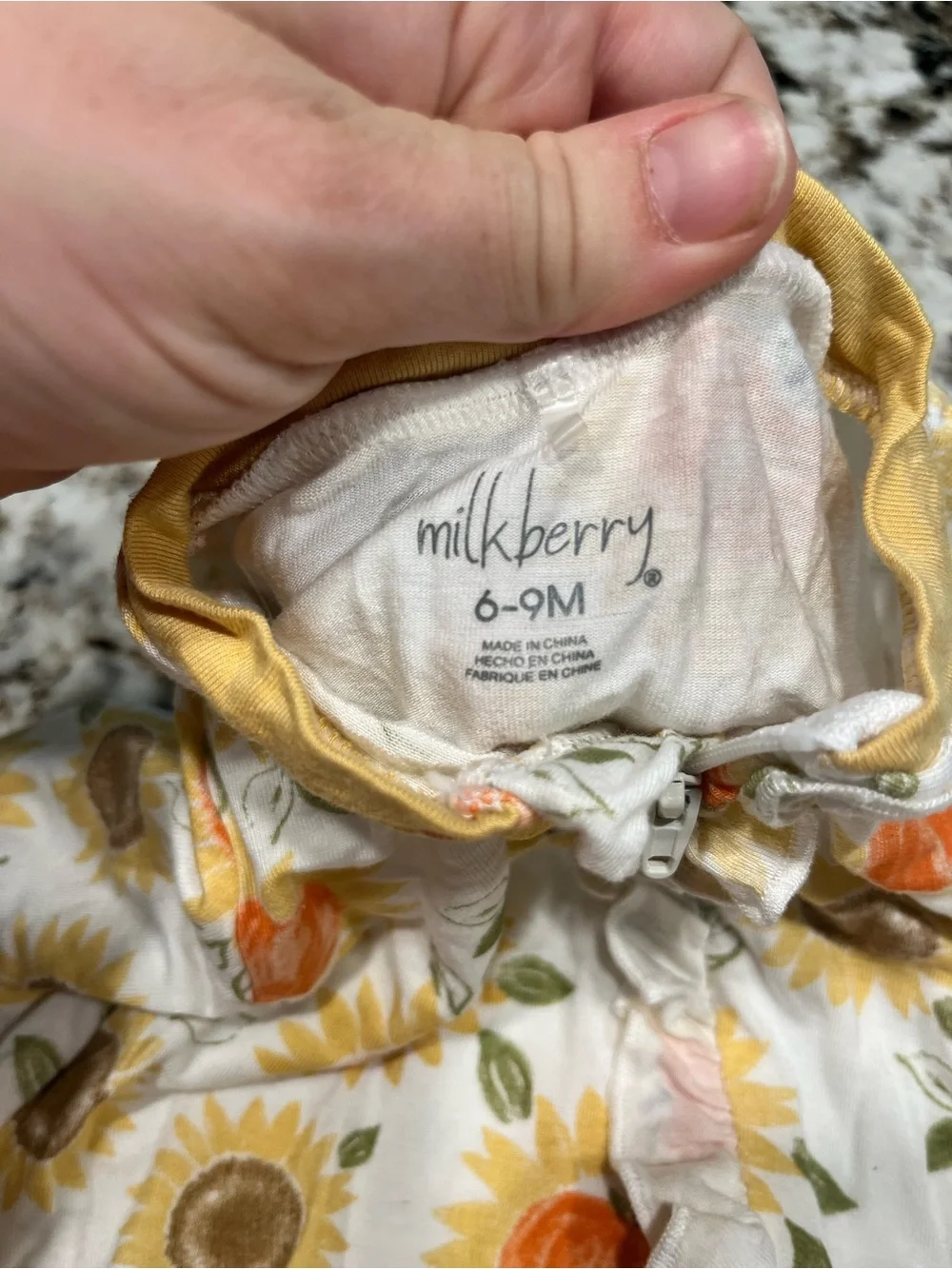 Sunflower & Pumpkin Ruffle Baby Footed Pajamas - White, Yellow & Orange
